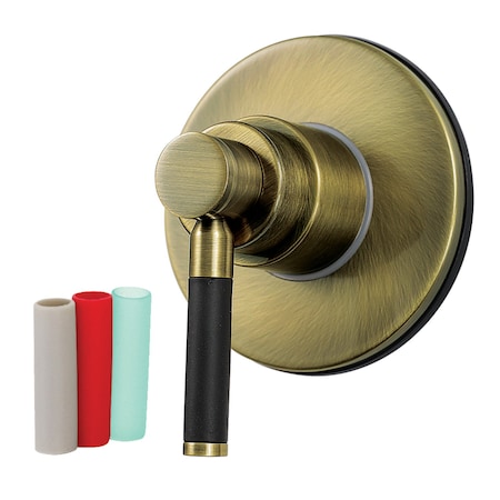 Kingston Brass Single-Handle Three-Way Diverter Valve with Round Trim Kit, Antique Brass KS3033DKL