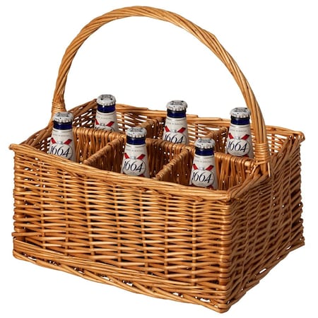 Wickerwise Wickewise Indoor and Outdoor 6 Bottle Wine and Beverage Wicker Tote Basket - Perfect for Beer,  QI004719