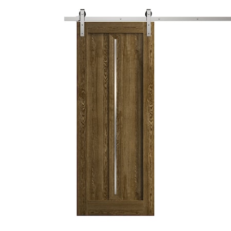 Sartodoors Modern Barn Door 30 x 96 inches, Ego 5014 Marble Oak, 6.6FT Silver Rail Track Heavy Hardware Set , EGO5014BD-S-DMR-3096