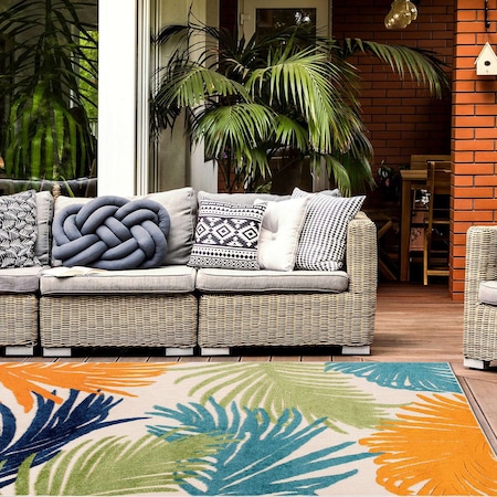 World Rug Gallery Amalfi Contemporary Tropical Floral Indoor/Outdoor Area Rug 12 ft x 15 ft Multi 8013MULTI12X15