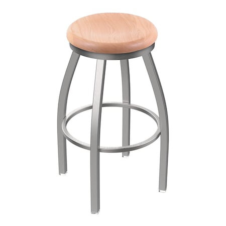 Holland Bar Stool Co 802 Misha Stainless Steel 36in Swivel Bar Stool with Natural Oak Seat 80236SSNatOak