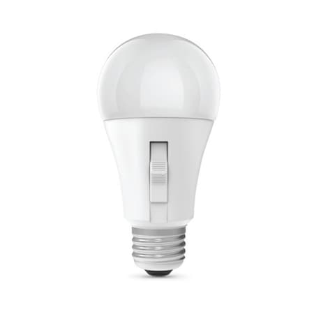 Feit Electric OM100/3CCTCA/DD/LEDI Dusk-to-Dawn LED Bulb, Color Selectable, A21 Lamp, E26 Lamp Base, White OM100/3CCTCA/DD/L