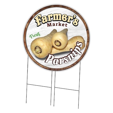 Signmission Corrugated Plastic Sign With Stakes 36in Circular-Farmers Market Parsnips, C-36-CIR-WS-Parsnips C-36-CIR-WS-Parsnips
