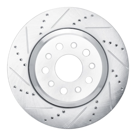 Dynamic Friction Co DFC Brake Rotor - Drilled and Slotted - Silver 631-79003L