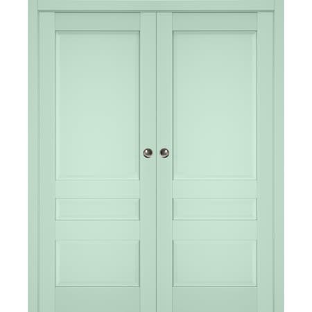 Sartodoors Sliding French Double Pocket Doors 72x96 (2* 36x96) Solid Core Modern Interior VEREGIO7411DP-OLI-7296