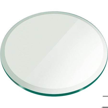 Fab Glass And Mirror 40in in Round Glass Table Top 1/2in Thick Tempered Beveled Edge by, Wall Mirror, Safety Backing 40RT12THBEAN