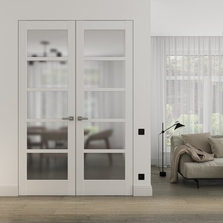 Sartodoors Hidden Double Doors White 72x84 (2* 36x84) Solid Core Modern Interior QUADRO4002DMF-WS-72x84-LH-I