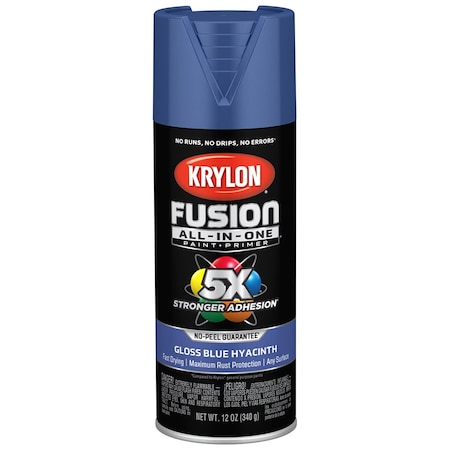 Fusion All-In-One 12 Oz Krylon Blue Hyacinth Paint & Primer Spray Paint, Gloss K02703007