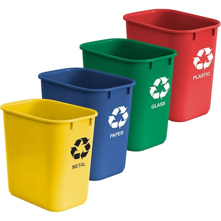 Acrimet Wastebasket Bin, 6.75 Gallon/ 27 Quart/ 24 Liter (Plastic) (Green and Blue), 2PK 574