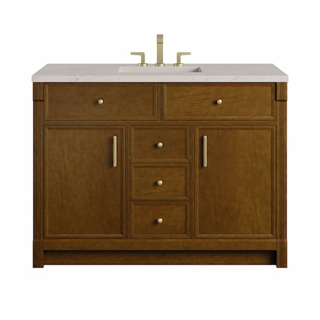 James Martin Vanities Bellshire 48" Single Vanity, Honey Oak w/ 3 CM Siberian Silestone Top 660-V48-HNO-3SFR