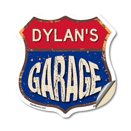 Signmission Dylan's Garage, 18 Inch X 18 Inch, Vinyl Decal SHI-D-18-383-DYLAN