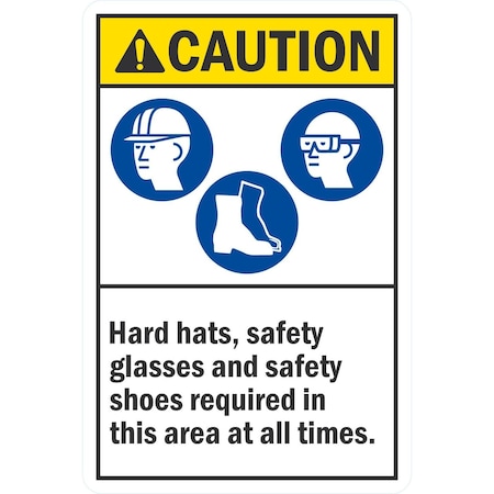 Lyle Caution Hard Hats, Safety Glasses And Safety Shoes, 12x18, Non-Reflective, White G-4901-NA_12x18