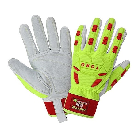 Globus Mechanic Impact Glove, YL, Rd, WHT, 10/XL, PR TQ4005-10(XL)