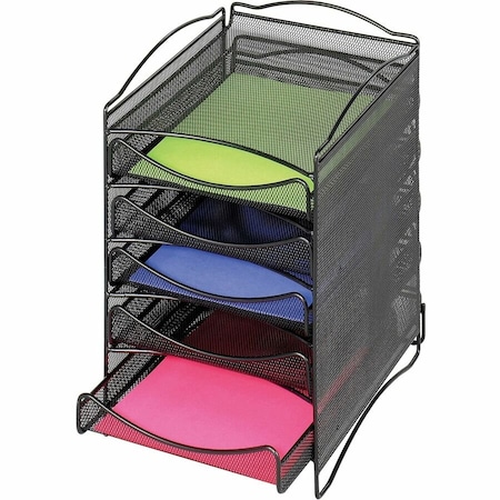 Safco Literature Organizer, Black, 5 Comp 9432BL