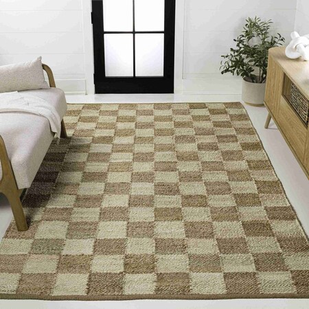 Jonathan Y Theo Modern Farmhouse Woven Jute Checkerboard Natural/Bleach 8 ft. x 10 ft. Area Rug NRF203C-8