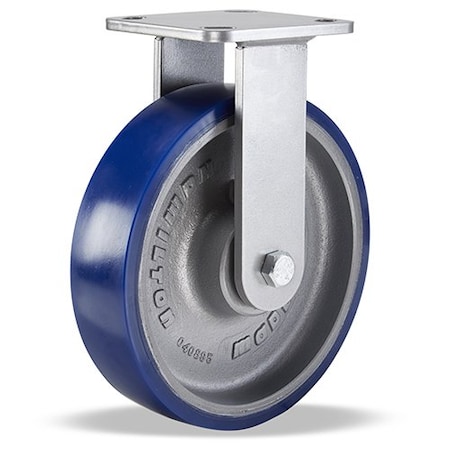 Hamilton Plte Caster, Rgd, Poly, 8 in., 1200 lb., Blue R-ZFWH-8SPB
