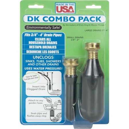 G. T. Water Drain King 3/4 to 4 Water-Pressure Drain Opener DK-COMBO
