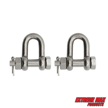 Extreme Max 3006.8342.2 BoatTector Stainless Steel Bolt-Type Chain Shackle - 5/16", 2-Pack 3006.8342.2