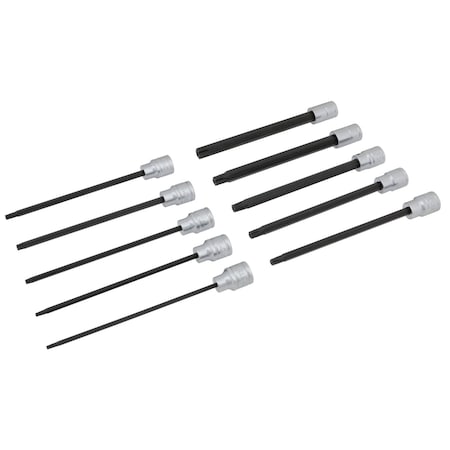 Performance Tool 10 pc. 3/8 in. Dr. Tamper Resistant Star Bit Socket Set, 6-in Shanks, Tray W38752