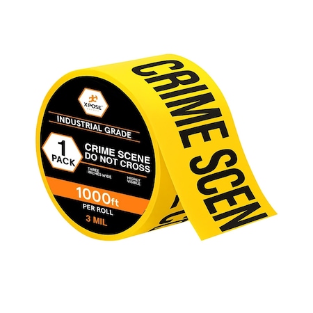 Xpose Safety Crime Scene Do Not Cross Tape Roll, 3 Mil, 3 Inch Wide x 1000 Feet, Yellow w/Black Letters PCST-3M-1-X