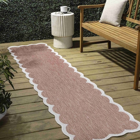 Jonathan Y Alice Classic Cottage Two-Tone Scalloped Light Rose/Cream 2 ft. x 8 ft. Shaped Runner Rug SHP103B-28