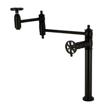 Kingston Brass Deck Mount Pot Filler Faucet, Matte Black KS3700RX