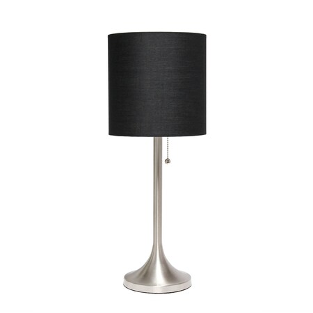 Homeroots 21" Nickel Metal Table Lamp With Black Drum Shade 643412