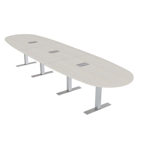 Skutchi Designs 16ft Conference Table With Power Unit | 16 Person Modular Boval Meeting Table | Harmony Series HAR-BOVL-48X192-T-K458-ESIL