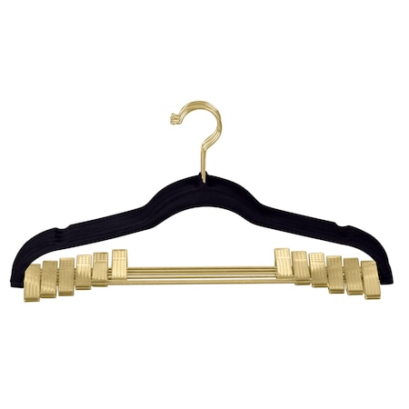 Simplify 6 Pack Velvet Hangers with Clips in Black 23250-G-BLACK