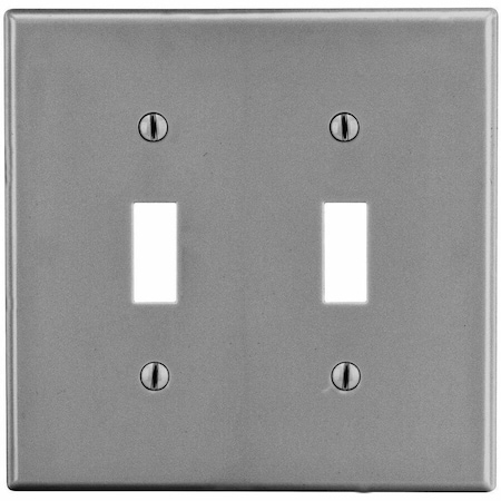 Hubbell Wiring Device-Kellems Toggle Switch Wall Plate, Number of Gangs: 2 Plastic, Satin Finish, Graphite P2GY