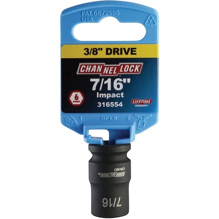 Channellock 3/8'' Drive 7/16'' 6-Point Shallow Standard Impact Socket S1815800112110001