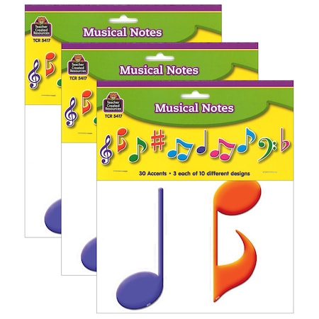 Teacher Created Resources Musical Notes Accents, 30-Piece Set, 3PK 5417