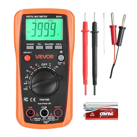 Vevor Digital Multimeter 4000 Counts Auto-Ranging TRMS Voltage Current Tester SS101