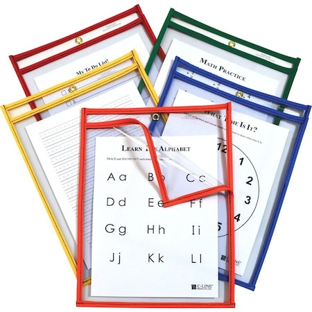 C-Line Products 42620 Reusable Dry Erase Pockets; Assorted Colors 42620