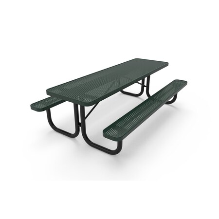 Mytcoat 8ft Rectangular Portable Outdoor Table, Green, Seats 8, Punched Steel, Industry Standard Coating 804052