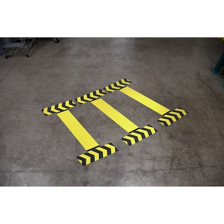 Creative Safety Supply Floor Sign Crosswalk Kit - Blank Yellow with Hazard Lines, 30in x 11in FS40103-30