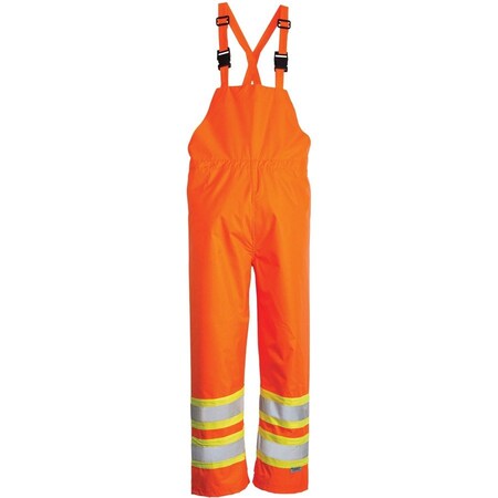 Viking Hi-Visibility Rain Bib Pants, Polyester, Polyurethane, 32 in Inseam, 36 in Waist, Orange, L 6323PO-L