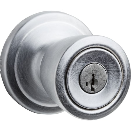 Kwikset Abbey Knob Entry Door Lock SmartKey with New Chassis with 6AL Latch and RCS Strike Satin Chrome Fini 740A-26DS