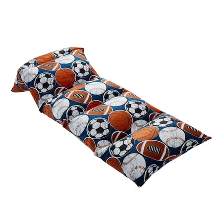 Homeroots 26" Black Blue And Orange Microfiber Juvenile Sports Bean Bag Cover 546274