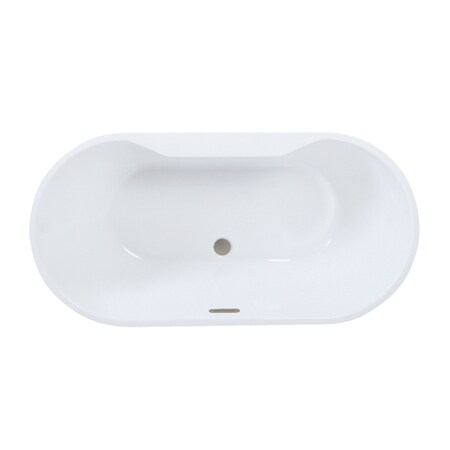 Kingston Brass 63" Acrylic Oval Double Ended Freestanding Tub with Drain, Glossy White/Brushed Nickel VTDE633023C428