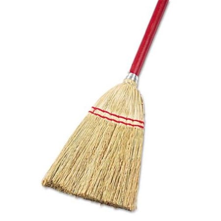 Unisan Lobby/Toy Broom- Corn Fiber Bristles- 39'' Wood Handle- Red/Yellow 951TEA