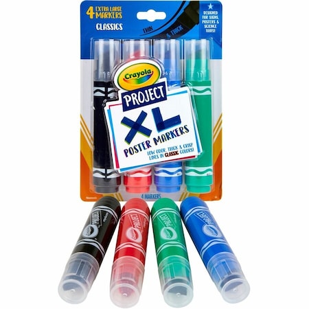 Crayola Project XL Poster Markers, Classic, 4 Count, PK3 588356