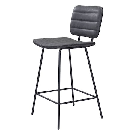 Homeroots Set of Two 26" Black Faux Leather And Steel Low Back Counter Height Bar Chairs 555763