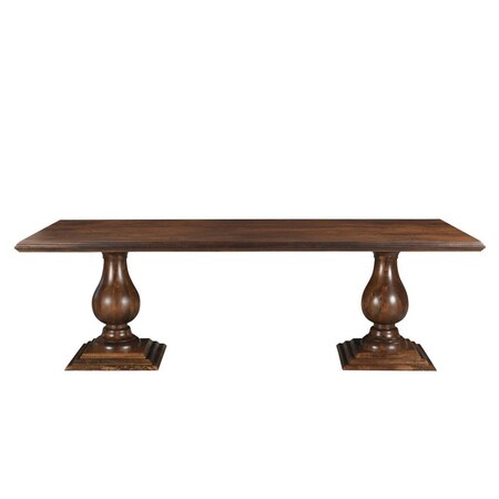 Homeroots 96" Dark Brown Wood Double Pedestal Base Dining Table 565239