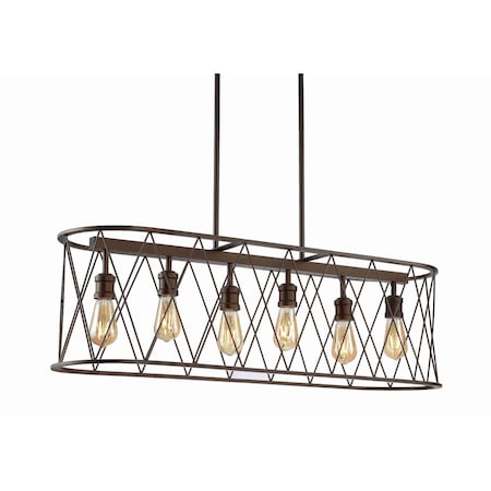 Jonathan Y Marion 37.75" 6-Light Adjustable Iron Farmhouse Rustic LED Dimmable Pendant, Oil Rubbed Bronze JYL7505A