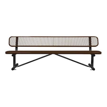 Leisure Craft Bench/Back, Surface Mount, 8ft., Brown B8WBSM-BROWN