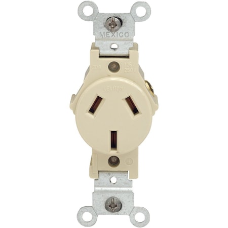 Leviton 20A Ivory Commercial Grade 10-20R Non-Grounding Single Outlet 0030503200I