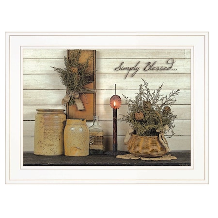 Homeroots Simply Blessed 1 White Framed Print Kitchen Wall Art 406733