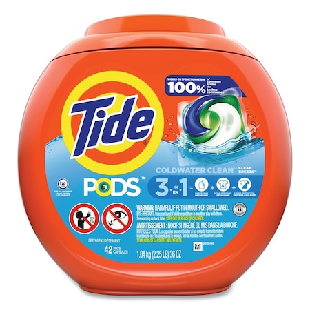 Tide PODS Laundry Detergent, HE Compatible, Clean Breeze, 36 oz Tub, PK42 80367521