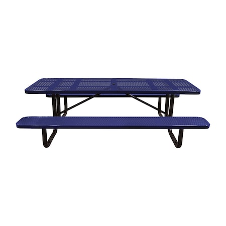 Leisure Craft 8' Standard Picnic Table, Perforated Metal, Portable, Navy T8XPP-PERF-NAVY
